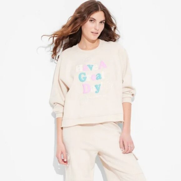 Women's Great Day SmileyWorld Graphic Sweatshirt - Beige XL - Picture 4 of 4